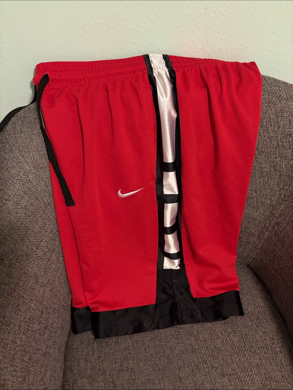 Nike Red Basketball Shorts with Black & White Accents Dri-Fit